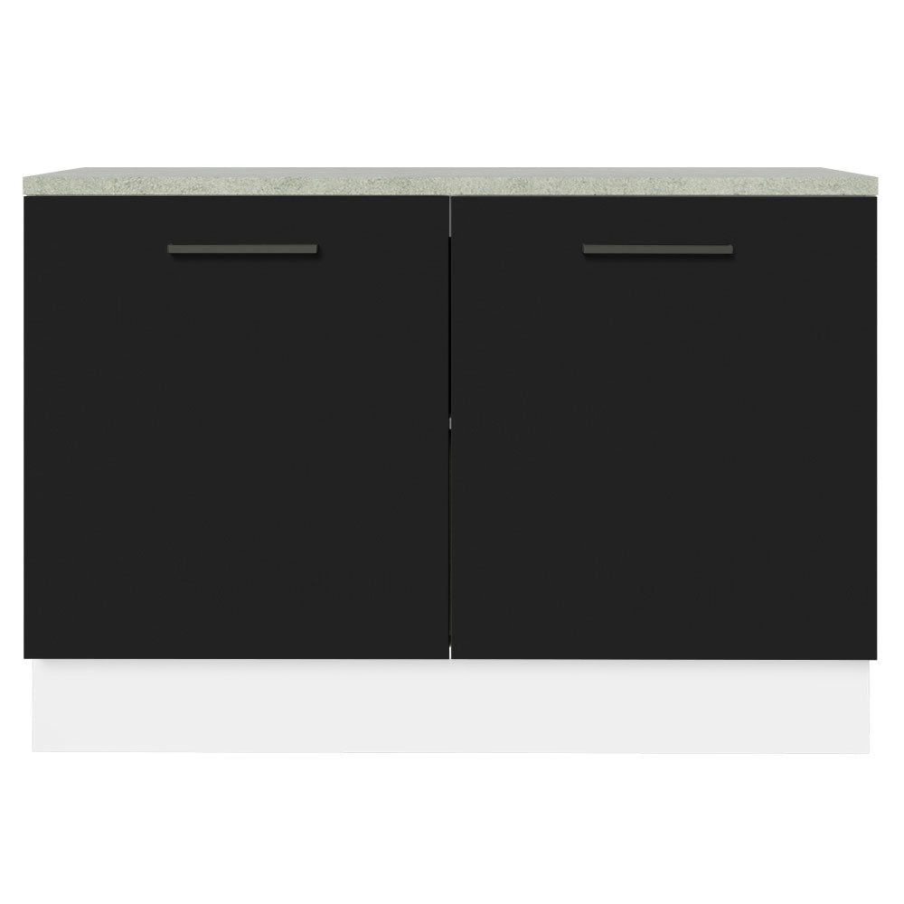 Balcão Cozinha 2 Portas (Com Tampo) Branco/Preto Agata Madesa