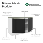 Balcão de Cozinha 120 cm 2 Portas Branco/Preto Lux Madesa