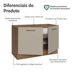 Balcão Gabinete de Pia 2 Portas Rustic/Crema Agata Madesa