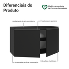 Balcão de Cozinha 120 cm 2 Portas Suspenso Preto Nice Madesa
