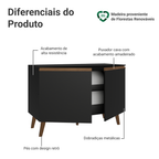 Balcão de Cozinha com 2 Portas 120 cm Preto Pieta Madesa