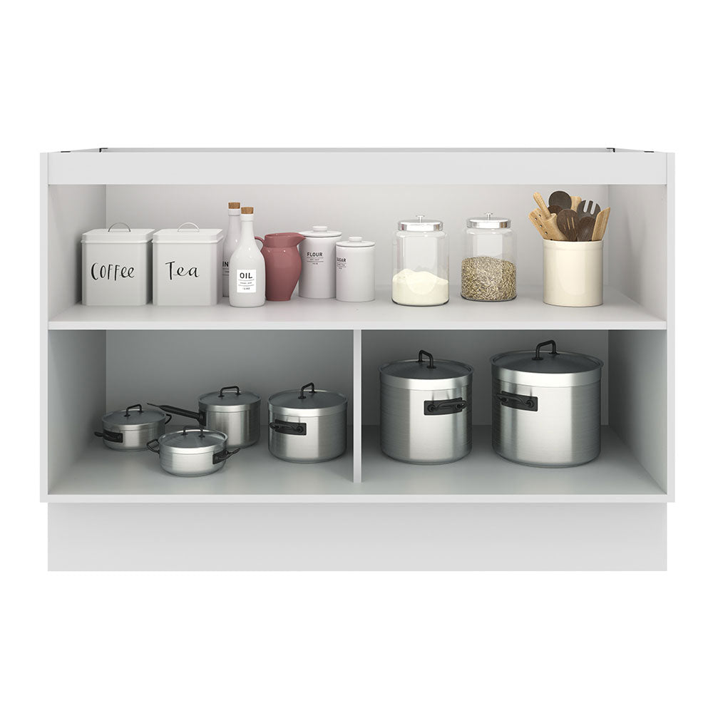 Balcão Gabinete de Pia Madesa Agata 2 Portas (Sem Tampo e Pia) Branco/Cinza