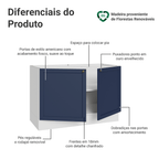 Balcão Gabinete de Pia 120 cm (Sem Tampo) Branco/Azul Vik Madesa