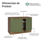 Balcão de Cozinha 120 cm 2 Portas Rustic/Verde Vik Madesa