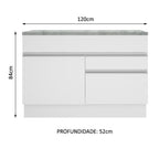 Balcão Madesa Glamy 120 cm 1 Porta e 2 Gavetas (Com Tampo) Branco