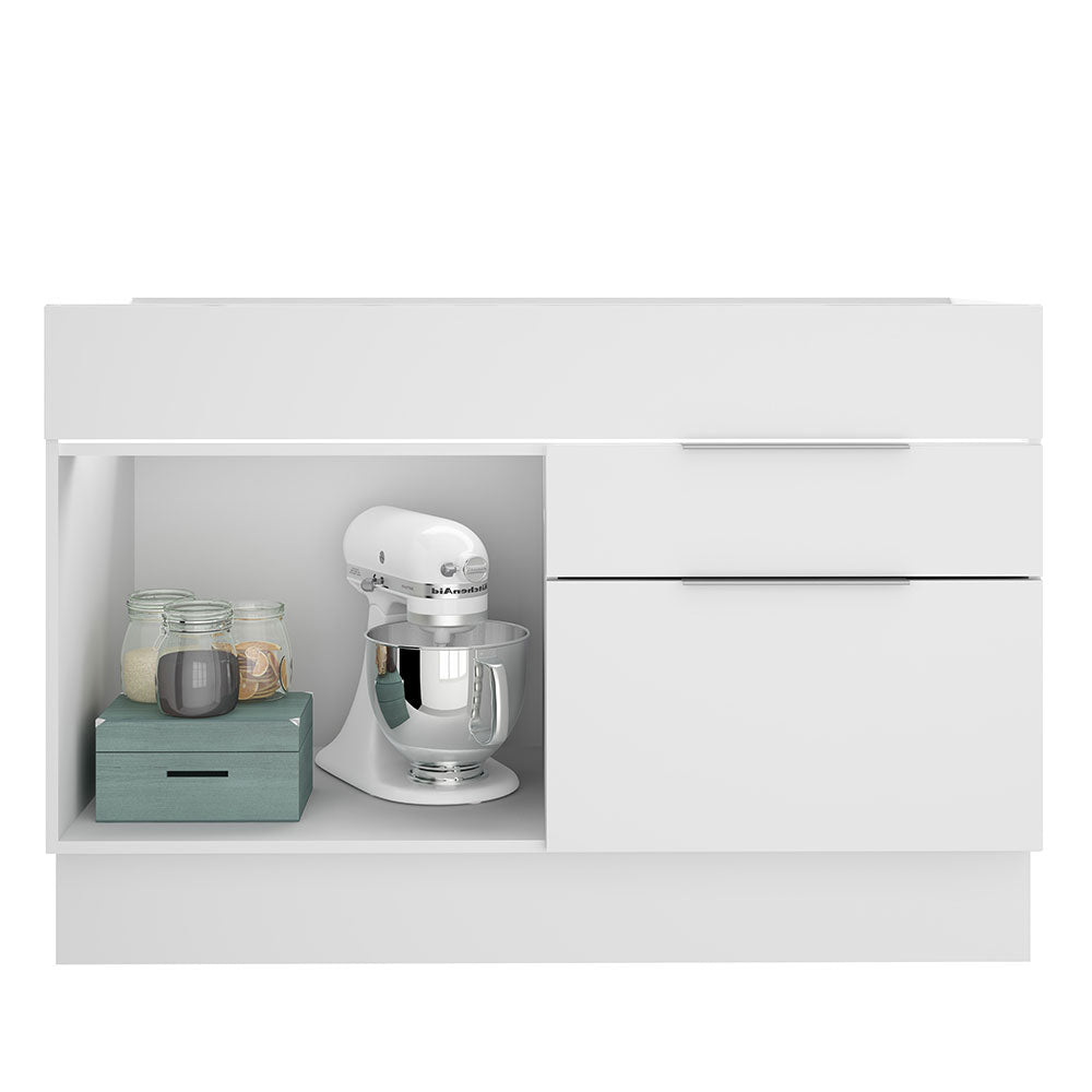 Balcão Gabinete de Pia Madesa Stella 1 Porta e 2 Gavetas (Sem Tampo e Pia) Branco