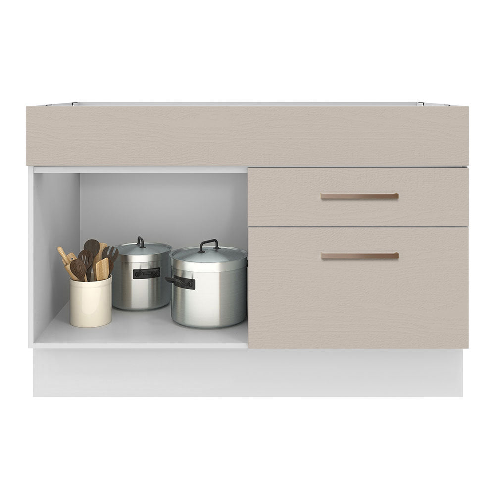 Balcão Gabinete de Pia 1 Porta e 2 Gavetas Branco/Crema Agata Madesa