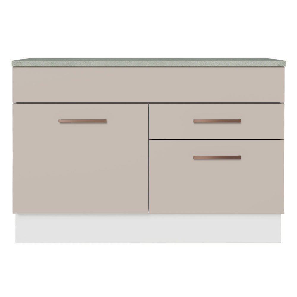 Balcão Cozinha 1 Porta e 2 Gavetas (Com Tampo) Branco/Crema Agata Madesa