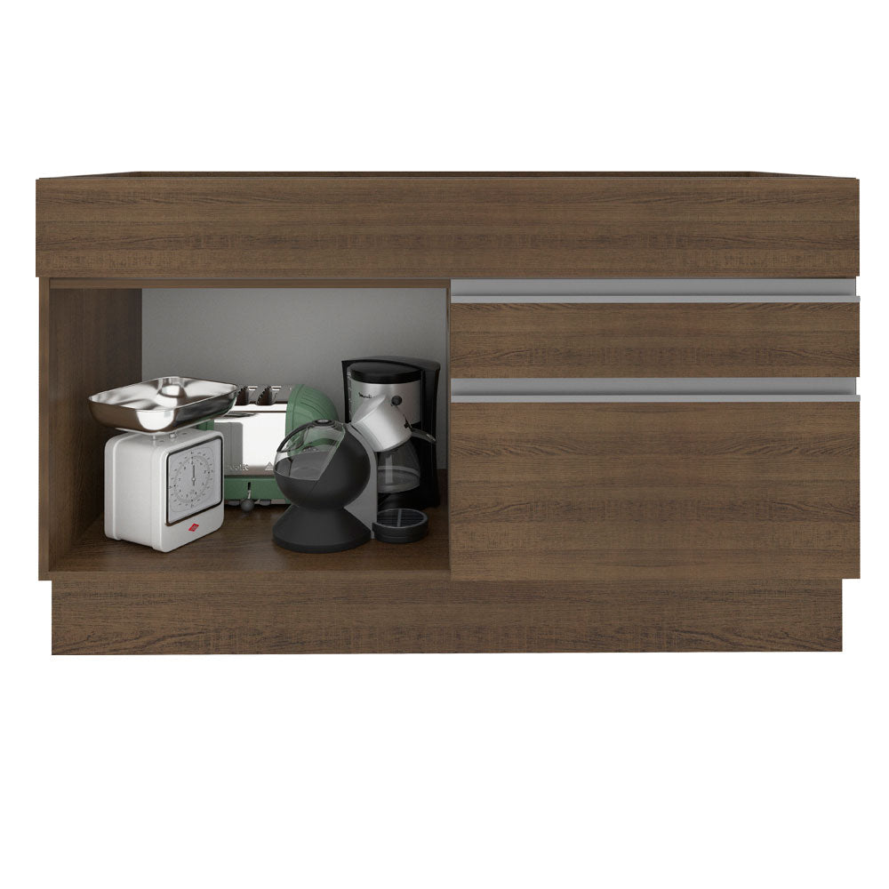 Balcão Gabinete de Pia Madesa Glamy 120 cm 1 Porta 2 Gavetas (Sem Tampo e Pia) Rustic