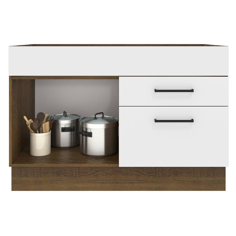 Balcão de Pia Madesa Agata 1 Porta e 2 Gavetas Rustic/Branco