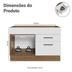 Balcão de Pia Madesa Agata 1 Porta e 2 Gavetas Rustic/Branco