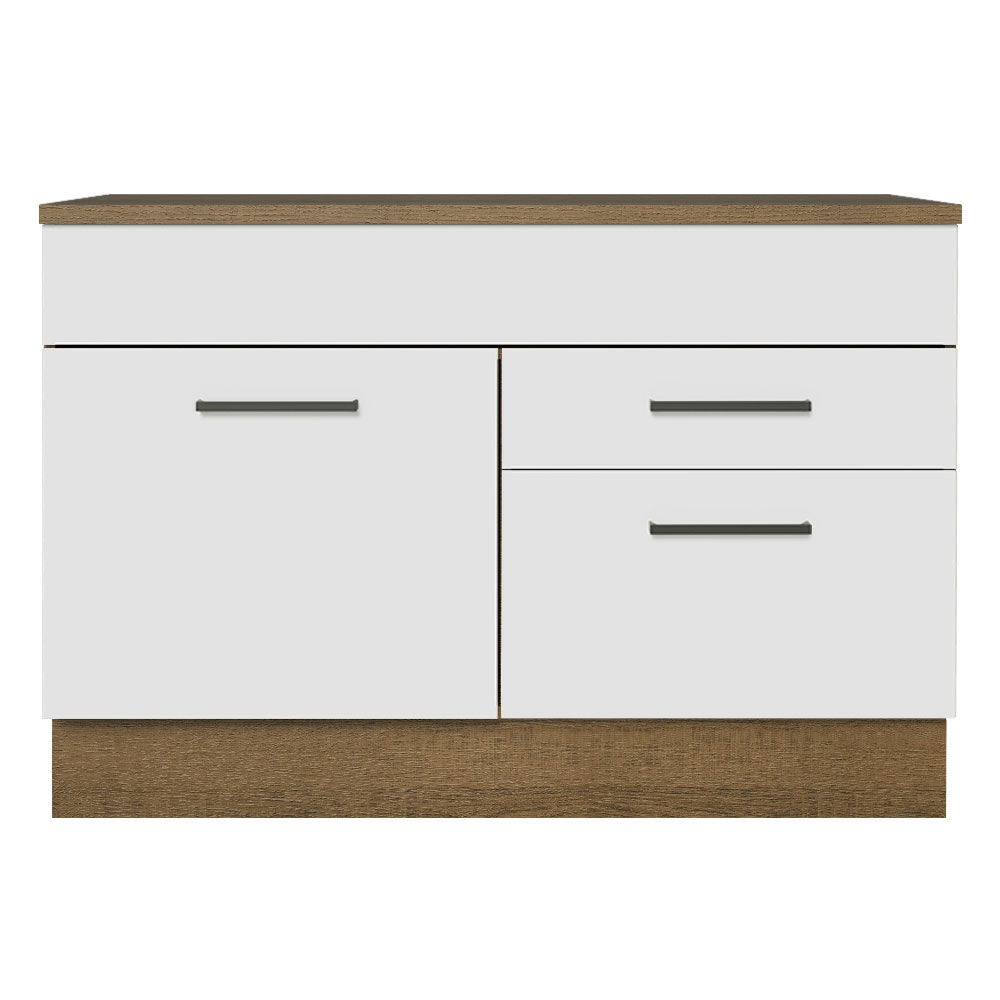 Balcão Cozinha 1 Porta e 2 Gavetas (Com Tampo) Rustic/Branco Agata Madesa