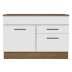 Balcão Cozinha 1 Porta e 2 Gavetas (Com Tampo) Rustic/Branco Agata Madesa