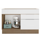 Balcão Gabinete de Pia Madesa Stella 1 Porta e 2 Gavetas (Sem Tampo e Pia) Rustic/Branco