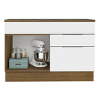 Balcão Gabinete 120 cm 1 Portas e 2 Gavetas (Com Tampo) Rustic/Branco Stella Madesa