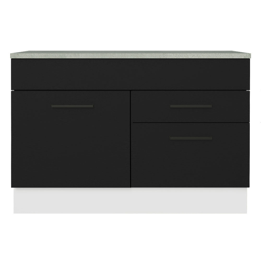 Balcão Cozinha 1 Porta e 2 Gavetas (Com Tampo) Branco/Preto Agata Madesa