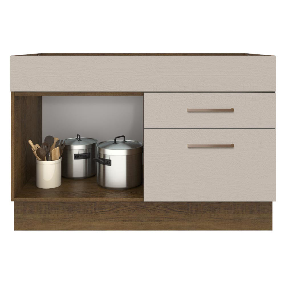 Balcão Gabinete de Pia 1 Porta e 2 Gavetas Rustic/Crema Agata Madesa