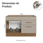 Balcão Gabinete de Pia 1 Porta e 2 Gavetas Rustic/Crema Agata Madesa