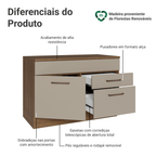 Balcão Cozinha 1 Porta e 2 Gavetas (Com Tampo) Rustic/Crema Agata Madesa