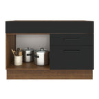 Balcão Gabinete de Pia Madesa Agata 1 Porta e 2 Gavetas (Sem Tampo e Pia) Rustic/Preto