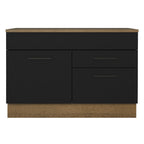 Balcão Cozinha 1 Porta e 2 Gavetas (Com Tampo) Rustic/Preto Agata Madesa