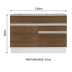 Balcão Madesa Glamy 120 cm 1 Porta e 2 Gavetas (Com Tampo) Branco/Rustic