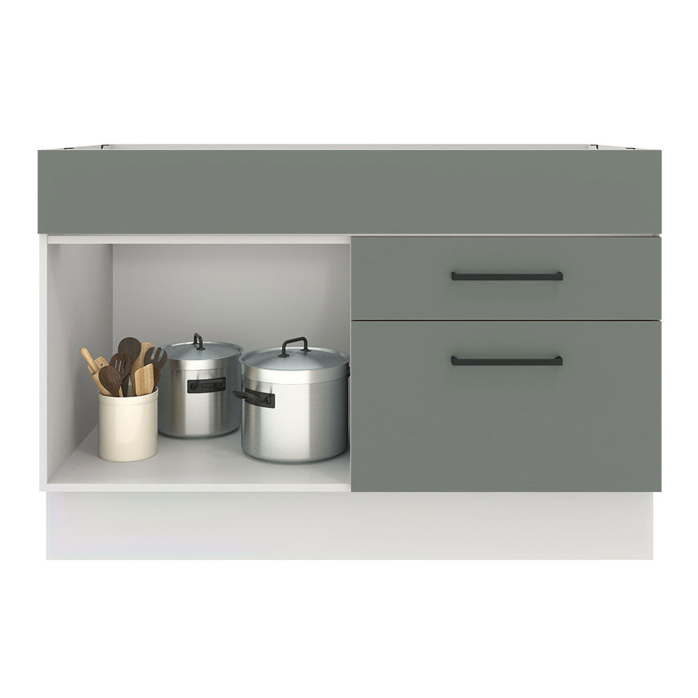 Balcão Gabinete de Pia Madesa Agata 1 Porta e 2 Gavetas (Sem Tampo e Pia) Branco/Cinza