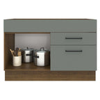 Balcão Gabinete de Pia Madesa Agata 1 Porta e 2 Gavetas (Sem Tampo e Pia) Rustic/Cinza