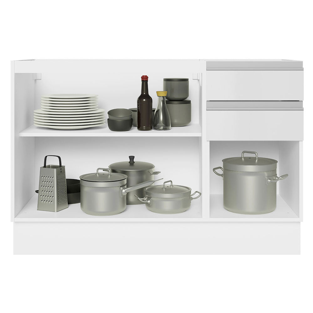 Balcão Gabinete de Pia Madesa Acordes 100% MDF 120 cm 3 Portas e 2 Gavetas Frentes Branco Brilho