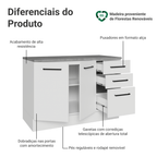 Balcão Cozinha 2 Portas e 3 Gavetas (Com Tampo) Branco Agata Madesa