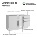 Balcão Gabinete de Pia Madesa Glamy 120 cm 2 Portas e 3 Gavetas (Sem Tampo e Pia) Branco