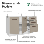 Balcão Gabinete de Pia 2 Portas e 3 Gavetas Branco/Crema Agata Madesa