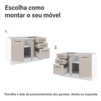 Balcão Gabinete de Pia 2 Portas e 3 Gavetas Branco/Crema Agata Madesa