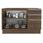 Balcão Gabinete de Pia Madesa Glamy 120 cm 2 Portas e 3 Gavetas (Sem Tampo e Pia) Rustic