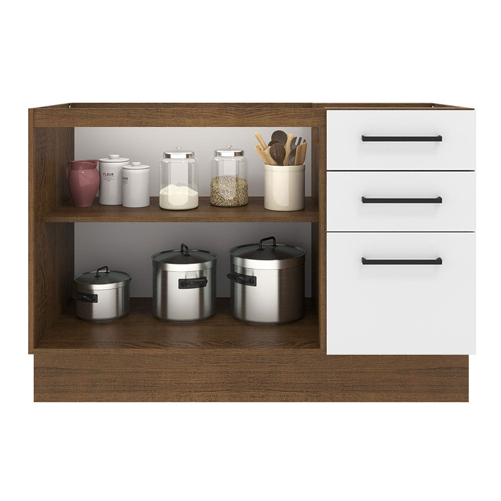 Balcão de Pia Madesa Agata 2 Portas e 3 Gavetas Rustic/Branco