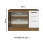 Balcão Cozinha 2 Portas e 3 Gavetas (Com Tampo) Rustic/Branco Agata Madesa