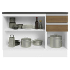 Balcão Cozinha 100% MDF 120 cm 3 Portas e 2 Gavetas Branco/Rustic Acordes Madesa