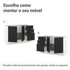 Balcão Gabinete de Pia Madesa Agata 2 Portas e 3 Gavetas (Sem Tampo e Pia) Branco/Preto