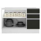 Balcão Gabinete de Pia Madesa Glamy 120 cm 2 Portas e 3 Gavetas (Sem Tampo e Pia) Branco/Preto