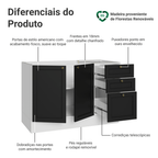 Balcão de Pia 120 cm 2 Portas 3 Gavetas (Sem Tampo) Branco/Preto Vik Madesa