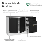 Balcão de Cozinha 120 cm 2 Portas 3 Gavetas Branco/Preto Vik Madesa
