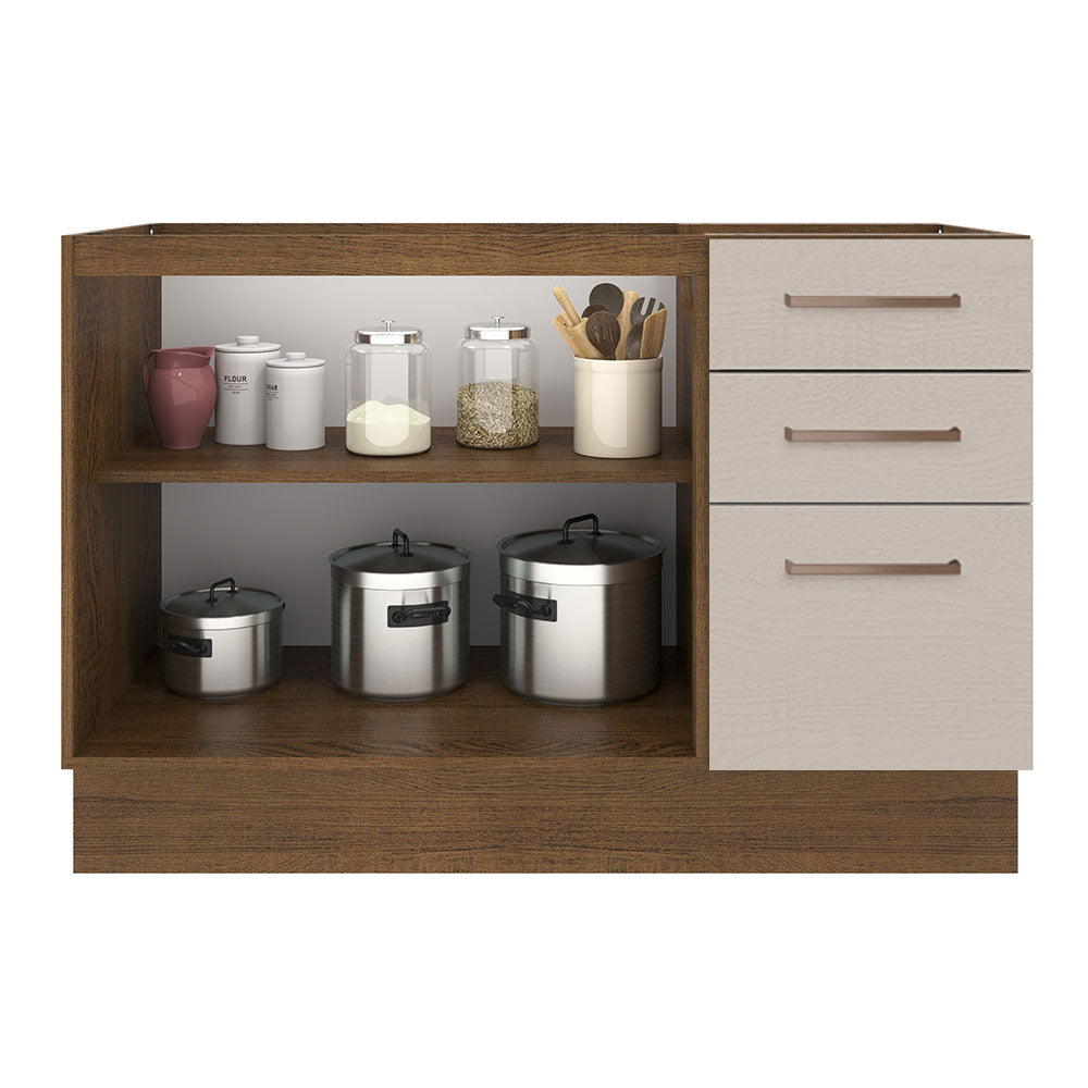 Balcão Gabinete de Pia 2 Portas e 3 Gavetas Rustic/Crema Agata Madesa
