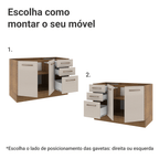 Balcão Gabinete de Pia 2 Portas e 3 Gavetas Rustic/Crema Agata Madesa