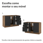 Balcão Gabinete de Pia Madesa Agata 2 Portas e 3 Gavetas (Sem Tampo e Pia) Rustic/Preto