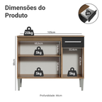 Balcão Gabinete Madesa Emilly 3 Portas e 1 Gaveta Rustic/Preto