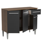 Balcão Gabinete Madesa Emilly 3 Portas e 1 Gaveta Rustic/Preto