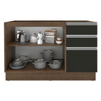 Balcão Gabinete de Pia Madesa Glamy 120 cm 2 Portas e 3 Gavetas (Sem Tampo e Pia) Rustic/Preto