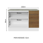 Balcão Cozinha 2 Portas e 3 Gavetas (Com Tampo) Branco/Rustic Stella Madesa
