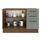 Balcão Gabinete de Pia Madesa Agata 2 Portas e 3 Gavetas (Sem Tampo e Pia) Rustic/Cinza