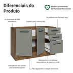 Balcão Gabinete de Pia Madesa Agata 2 Portas e 3 Gavetas (Sem Tampo e Pia) Rustic/Cinza